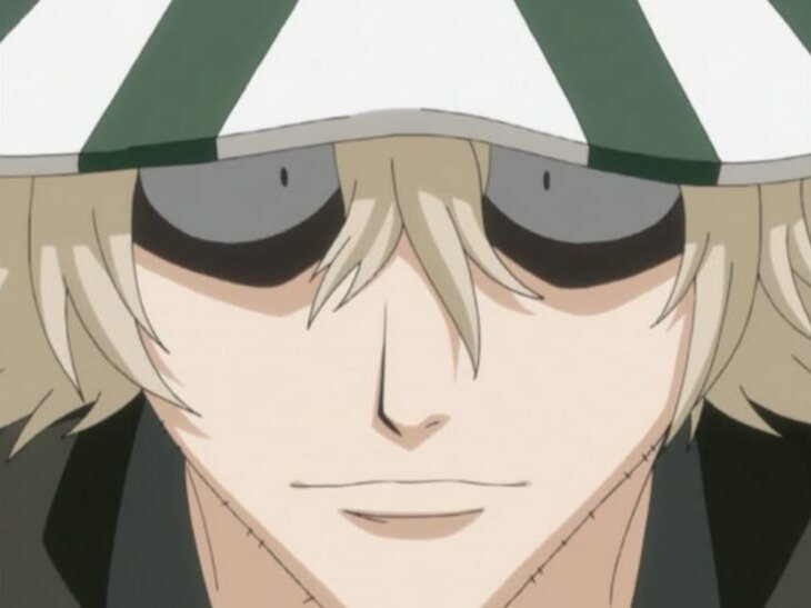 kisuke urahara bleach chapeau vert oeil opimissime bloop