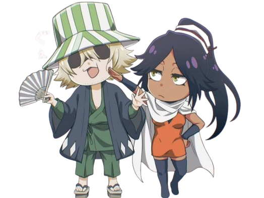 kisuke urahara bleach chapeau vert oeil opimissime bloop yoruichi shihouin probleme de couple