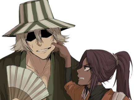 kisuke urahara bleach chapeau vert oeil opimissime bloop yoruichi shihouin probleme de couple