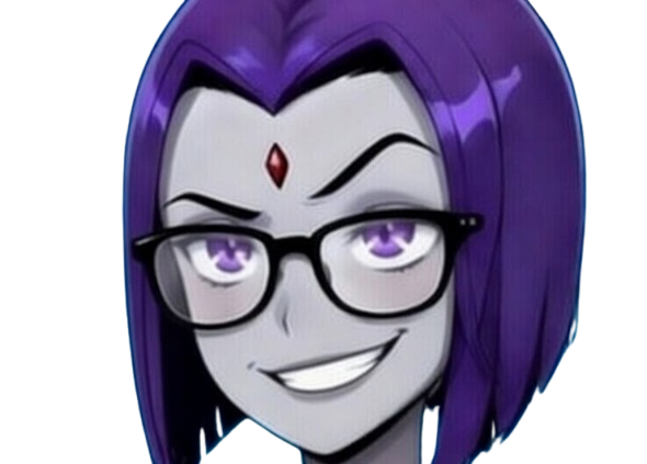 raven teen titans violet pourpre dc comics demi demone trichoporphyree indigo lunettes