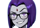 raven-teen-titans-violet-pourpre-dc-comics-demi-demone-trichoporphyree-indigo-lunettes