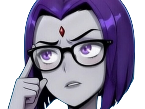 raven teen titans violet pourpre dc comics demi demone trichoporphyree indigo lunettes