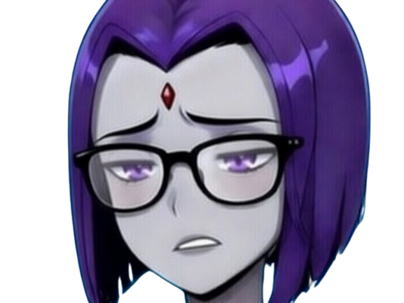 raven teen titans violet pourpre dc comics demi demone trichoporphyree indigo lunettes