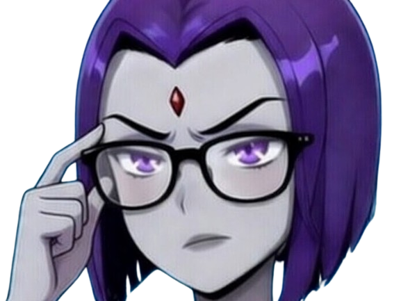 raven teen titans violet pourpre dc comics demi demone trichoporphyree indigo lunettes