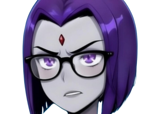 raven teen titans violet pourpre dc comics demi demone trichoporphyree indigo lunettes