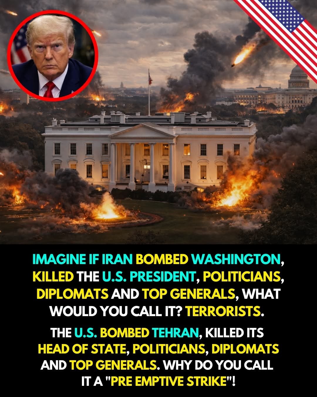maison blanche bombardee guerre iran usa israel trump bombed coalition epstine epstein