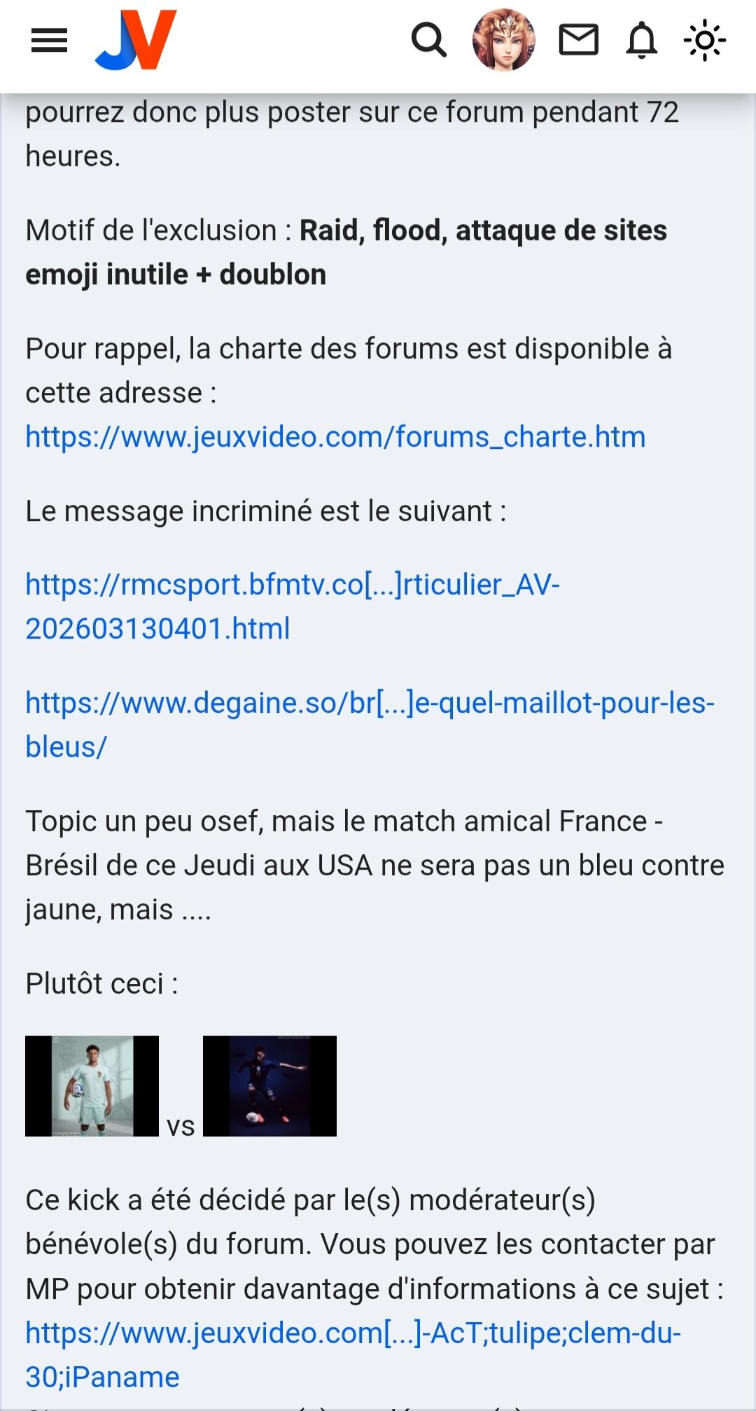 ban bannir bannissement abusif absurde forum football ff moderateur modo tulipe kick