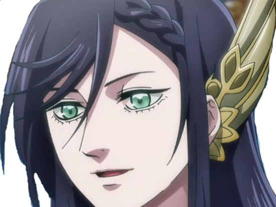 brunhilde record of ragnarok brunehilde valkyrie cheveux bleu nuit yeux vert broche aile bloop