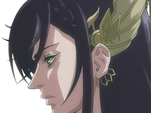 brunhilde record of ragnarok brunehilde valkyrie cheveux bleu nuit yeux vert broche aile bloop