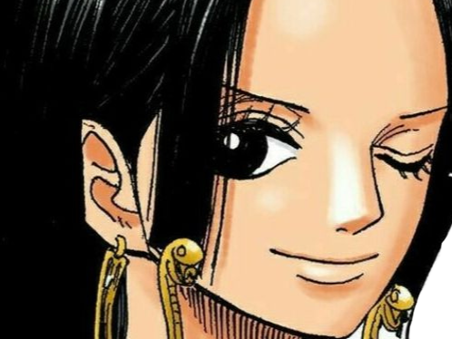 boa hancock one piece cheveux noir yeux bleu boucles oreille serpent bloop