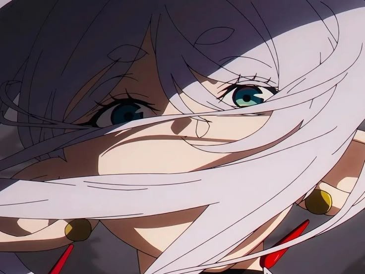 frieren sousou elfe cheveux blanc oreilles pointues boucles oreille rouge bloop