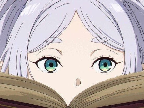 frieren sousou elfe cheveux blanc oreilles pointues boucles oreille rouge bloop