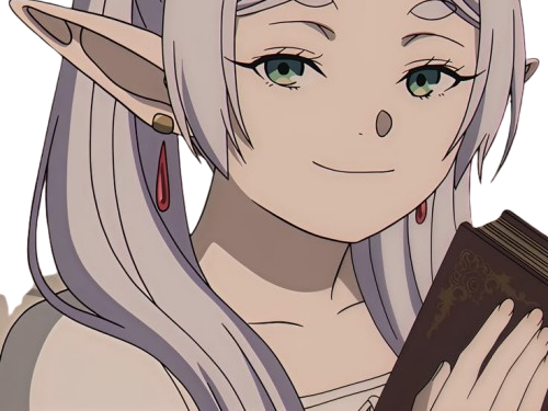 frieren sousou elfe cheveux blanc oreilles pointues boucles oreille rouge bloop