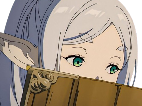 frieren sousou elfe cheveux blanc oreilles pointues boucles oreille rouge bloop