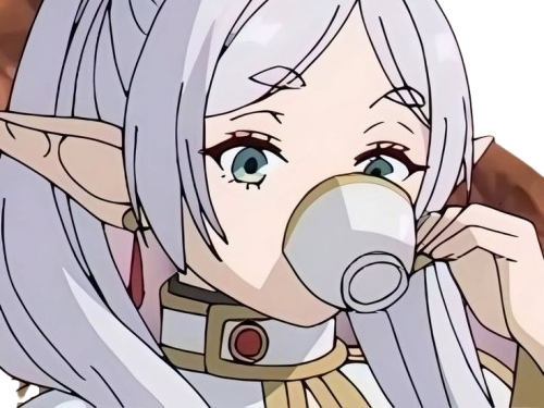 frieren sousou elfe cheveux blanc oreilles pointues boucles oreille rouge bloop