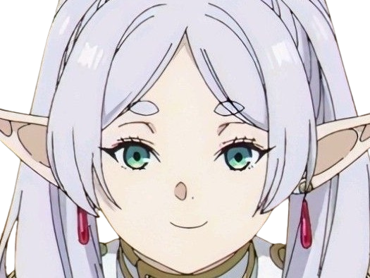 frieren sousou elfe cheveux blanc oreilles pointues boucles oreille rouge bloop