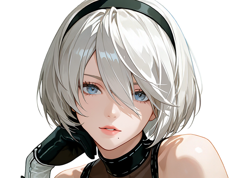 Sticker 2b moupe sans bandeau nier automata morgane waifu robot androide par Dark-63