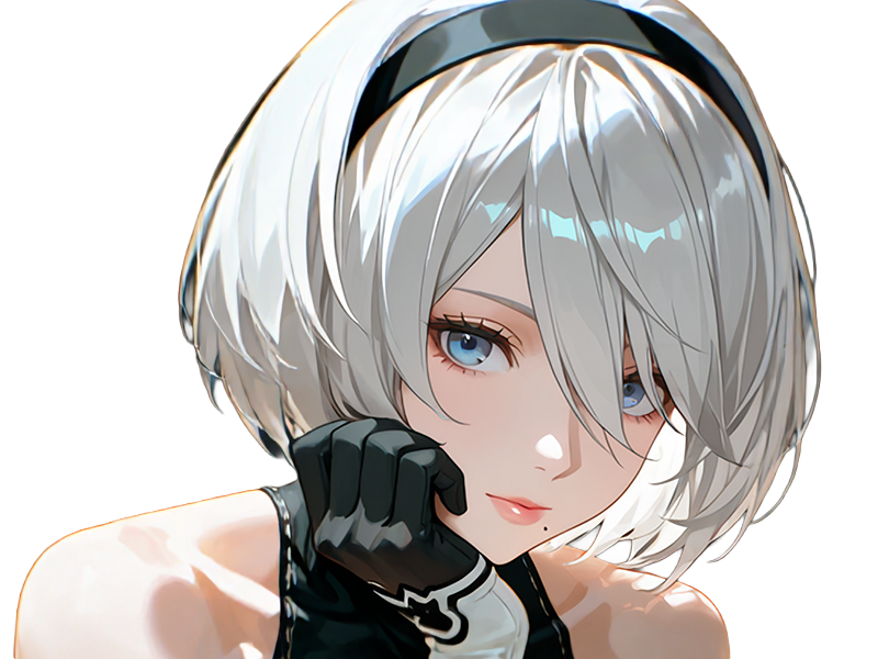 Sticker 2b moupe sans bandeau nier automata morgane waifu robot androide par Dark-63