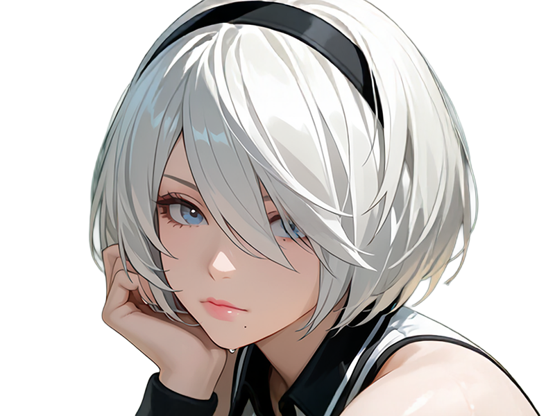 Sticker 2b moupe sans bandeau nier automata morgane waifu robot androide par Dark-63