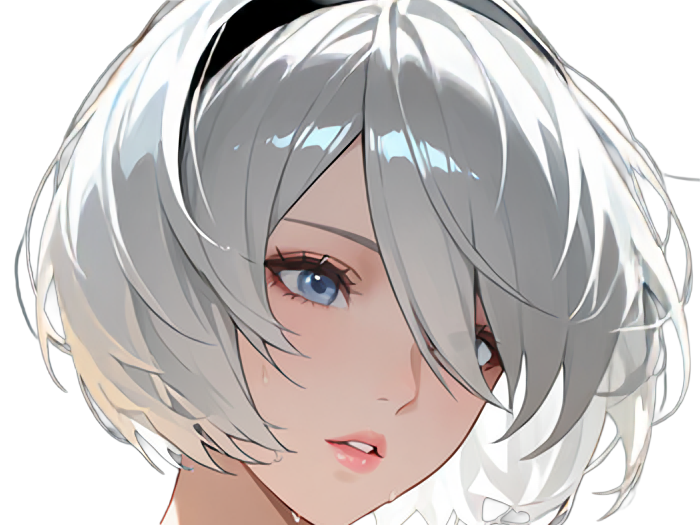 Sticker 2b moupe sans bandeau nier automata morgane waifu robot androide par Dark-63