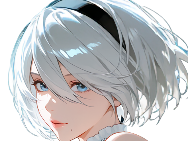 Sticker 2b moupe sans bandeau nier automata morgane waifu robot androide par Dark-63