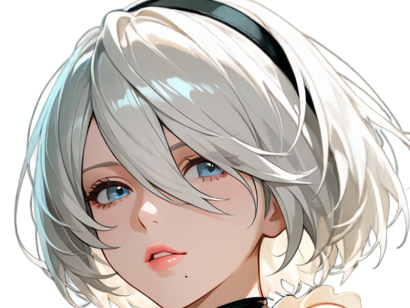 Sticker 2b moupe sans bandeau nier automata morgane waifu robot androide par Dark-63