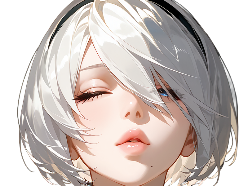 Sticker 2b moupe sans bandeau nier automata morgane waifu robot androide par Dark-63