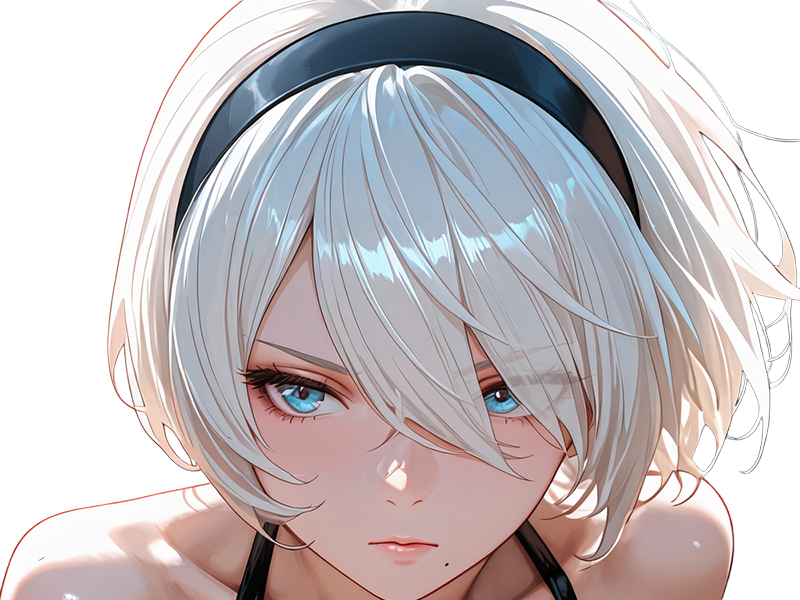 Sticker 2b moupe sans bandeau nier automata morgane waifu robot androide par Dark-63