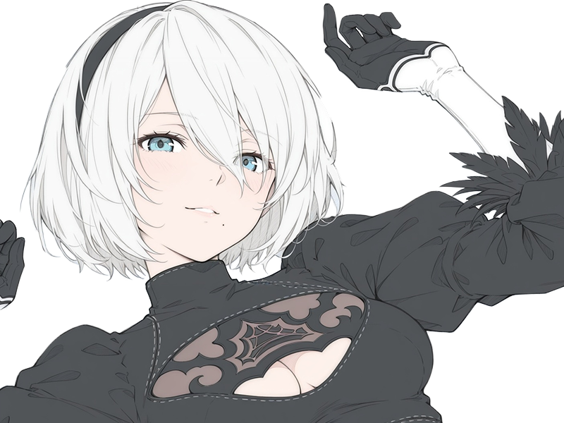 Sticker 2b moupe sans bandeau nier automata morgane waifu robot androide par Dark-63