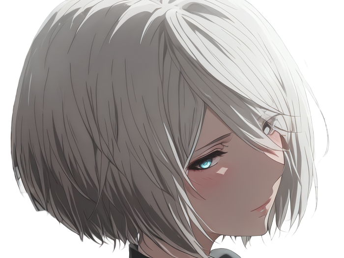 Sticker 2b moupe sans bandeau nier automata morgane waifu robot androide par Dark-63