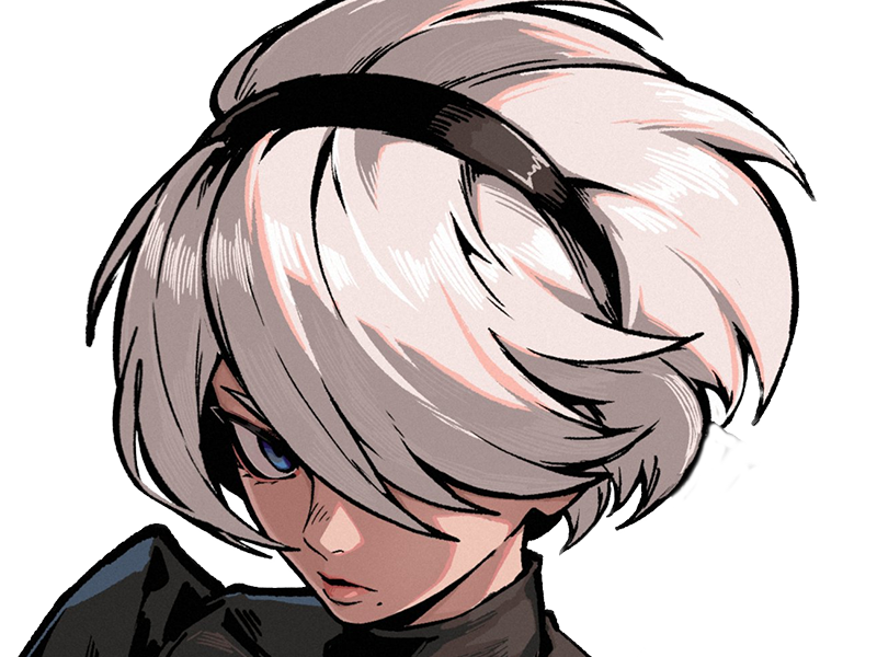 Sticker 2b moupe sans bandeau nier automata morgane waifu robot androide par Dark-63