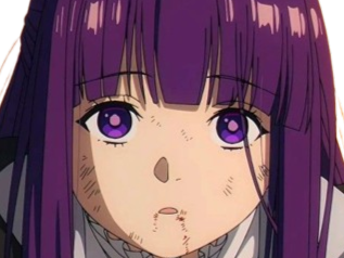 fern lieden frieren sousou cheveux indigo yeux violet bloop blessee sang