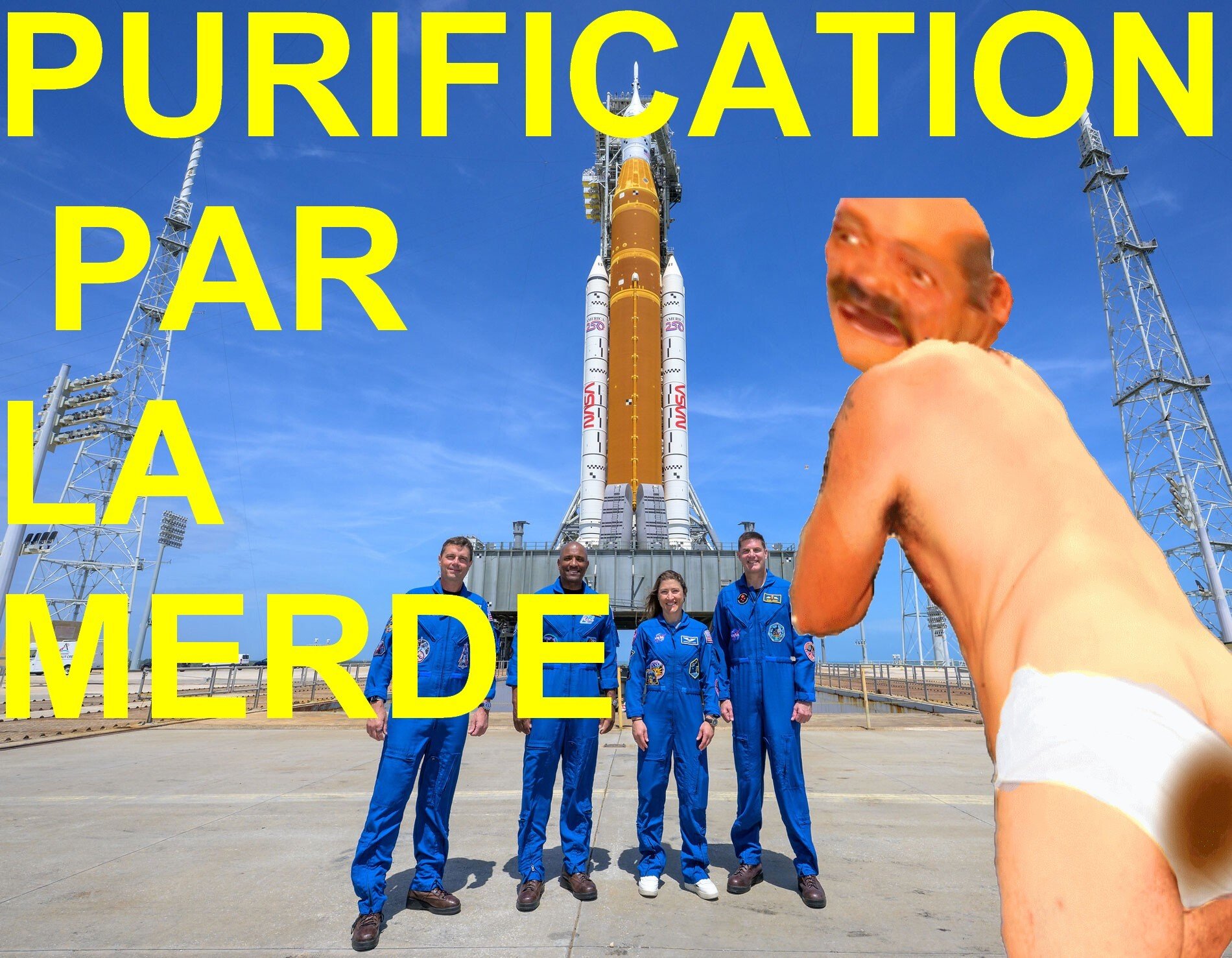 artemis merde chiotte lune capsule fusee cgi purification