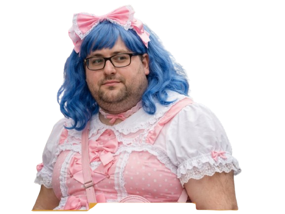 kj kikoo jap cosplay fille trap moche gros cheveux rose bleu japan