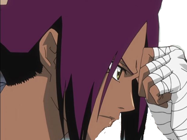 yoruichi shihouin bleach peau mate cheveux violet yeux ambre desdemone bloop