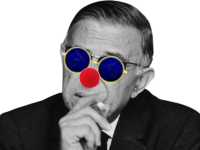 homme sartre jean paul gauche communiste lunettes bleues nez rouge clown existentialiste