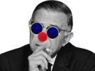 homme-sartre-jean-paul-gauche-communiste-lunettes-bleues-nez-rouge-clown-existentialiste