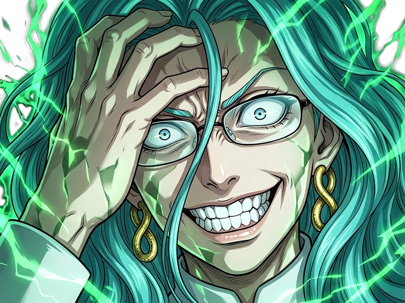 Sticker psykos saikosu scrutt gyoro gyoro gyoro esper association des monstres scientifique niveau dragon telekinesiste lunettes cheveux aquamarine yeux verts par Dark-63