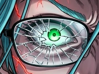 Sticker psykos saikosu scrutt gyoro gyoro gyoro esper association des monstres scientifique niveau dragon telekinesiste lunettes cheveux aquamarine yeux verts par Dark-63