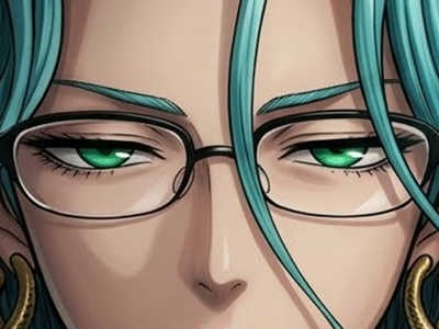 Sticker psykos saikosu scrutt gyoro gyoro gyoro esper association des monstres scientifique niveau dragon telekinesiste lunettes cheveux aquamarine yeux verts par Dark-63
