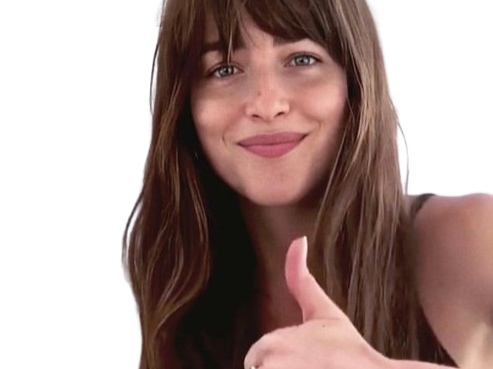 dakota johnson actrice 50 nuances de grey ok pouce content valide contente sourire darl romance