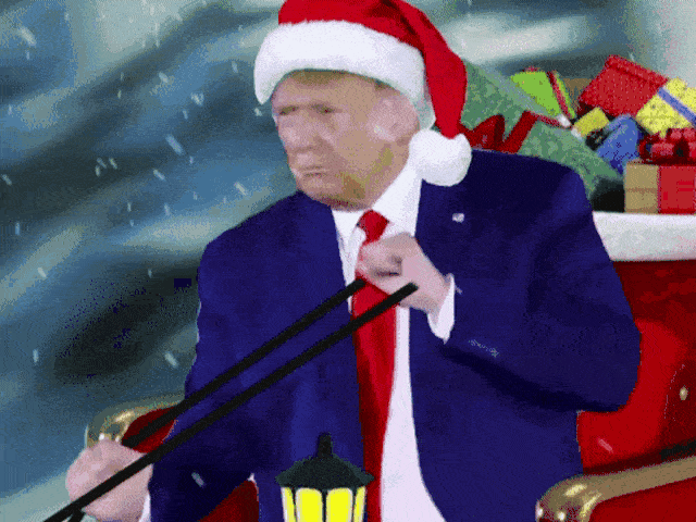 donald trump pere noel traineau danse ymca maga christmas president bonnet joyeux merry gif knifos