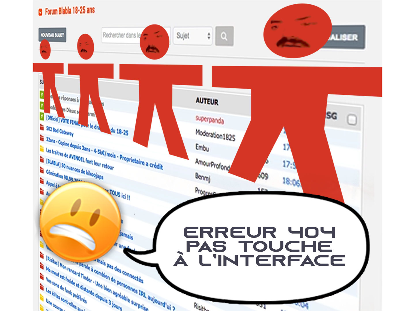 404 410 jvc erreur error topic interface fenetre ordi pc page maj auteur post