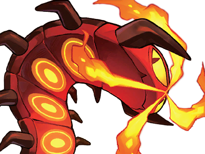 scolocendre centiskorch maruyakude pokemon pkm anime jeu type feu insecte 8g galar calorifere