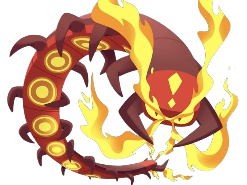 scolocendre centiskorch maruyakude pokemon pkm anime jeu type feu insecte 8g galar calorifere