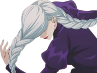 mei mei-mei jjk cheveux blanc yeux violet tresse ade adelaide vizard fic bloop