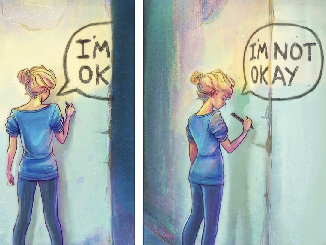 im not okay deprime depression tristesse souffrance triste douleur tourment angoisse anxiete anxieux fille knifos