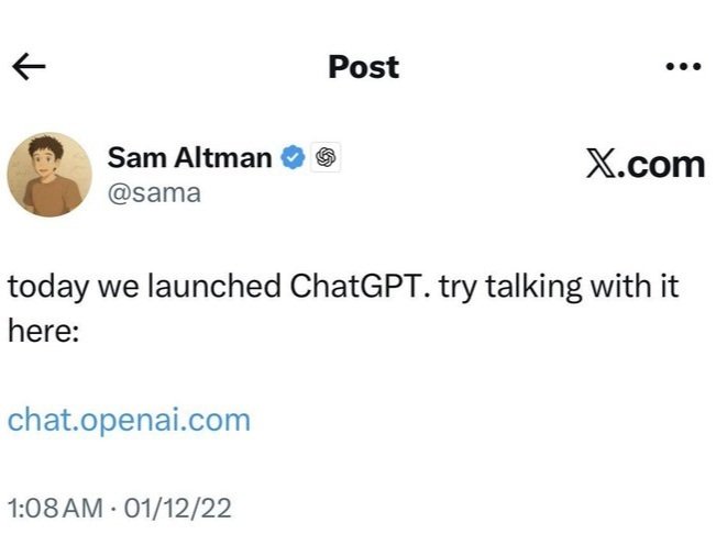 chatgpt chat-gpt sam altman twitter tweet annonce lancement ia ai intelligence artificielle gpt openai knifos