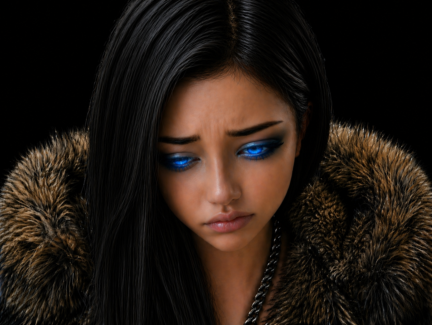 alicia bleue brune triste