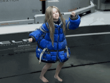 diana danse danser pragmata dance capcom fille blonde samuse joue gif petite contente fillette knifos